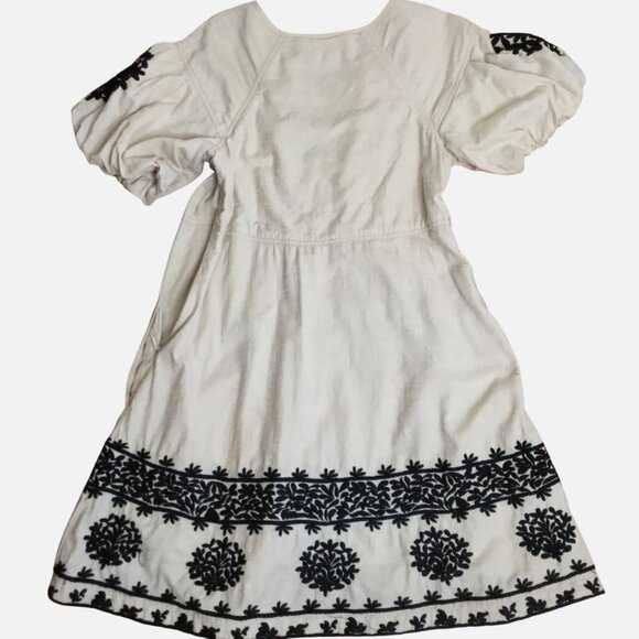 ANTHROPOLOGIE Orla Embroidered Mini Dress Beige Black Boho Cottagecore Women’s 8 - Picture 6 of 12